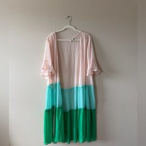 Pink and Green Colorblock Dress